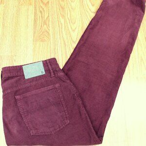 33x30 BONOBOS SLIM FIT CORDUROY PANTS COTTON/SPANDEX MAROON-DARK RED Sz 33W x 30